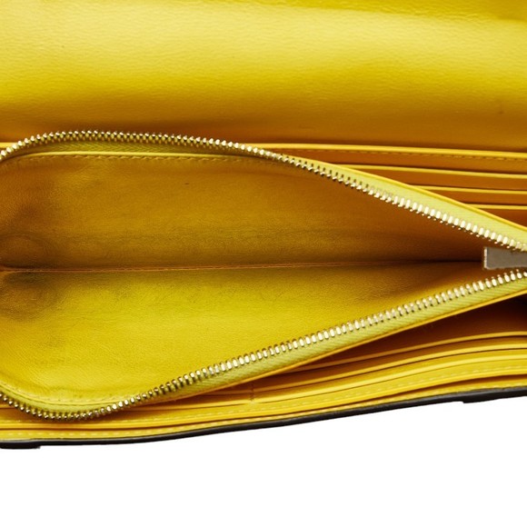 Celine Large Flap Multi-Function Long Wallet Greige Yellow Leather - Picture 8 of 12